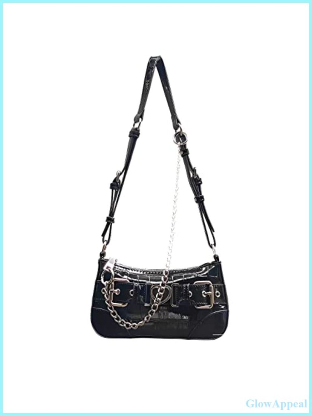 Punk Gothic Tote Purse Nylon Oxford Shoulder Bag Y2K Rock Style Handbag